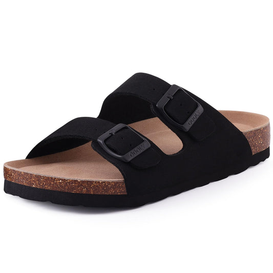 Women's Cork Footbed Slide Sandal, Arch Support Summer Outdoor Sandals with Adjustable Buckle