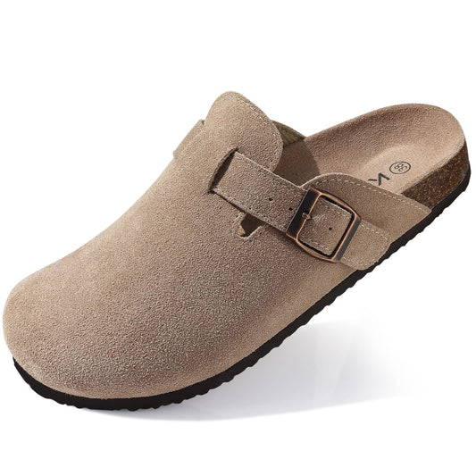 Women's Suede Clogs Leather Mules