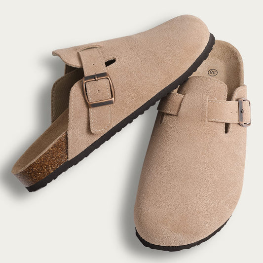 Women's Suede Clogs Leather Mules